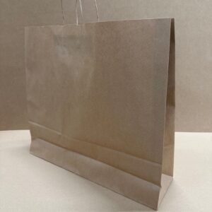 Bréfpokar - brúnir m/brúnu snúnu bandi 540x150x490mm 100 stk í kassa