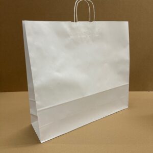 Bréfpokar - hvítir m/hvítu snúnu bandi 540x150x490mm 100 stk í kassa