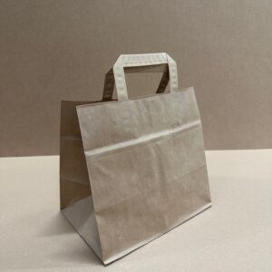 Bréfpokar - take-away brúnir með flötu haldi 260x175x245mm 250 stk í kassa