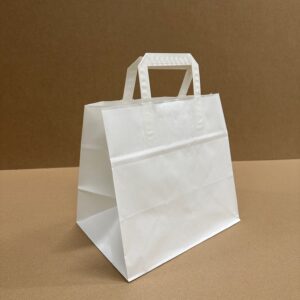 Bréfpokar - Take-away hvítir með flötu haldi 260x175x245mm 250 stk í kassa